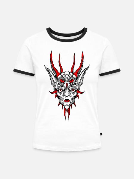 Diabolo - Frauen Kontrast-T-Shirt - Weiß/Schwarz