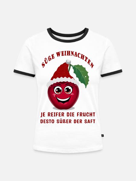 Süße Kirsche - Frauen Kontrast-T-Shirt - Weiß/Schwarz