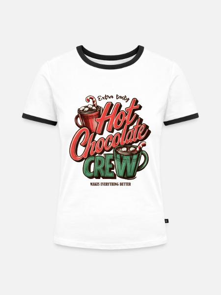 Hot Chocolate Crew - Frauen Kontrast-T-Shirt - Weiß/Schwarz