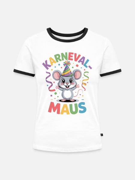 Karnevals Maus Fasching Kostüm - Frauen Kontrast-T-Shirt - Weiß/Schwarz