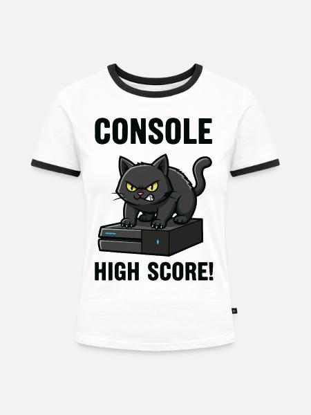 Konsolen-Highscore-Chat-Gamer-Spiele - Frauen Kontrast-T-Shirt - Weiß/Schwarz