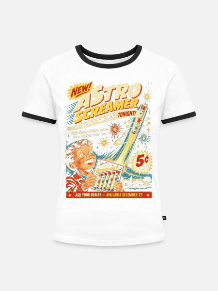 Retro Luftheuler Silvester - Frauen Kontrast-T-Shirt - Weiß/Schwarz