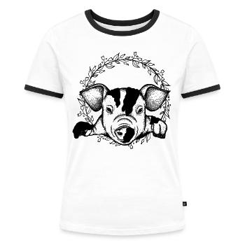 Schwein - Frauen Kontrast-T-Shirt - Weiß/Schwarz - Vorne - Selfina (174cm)