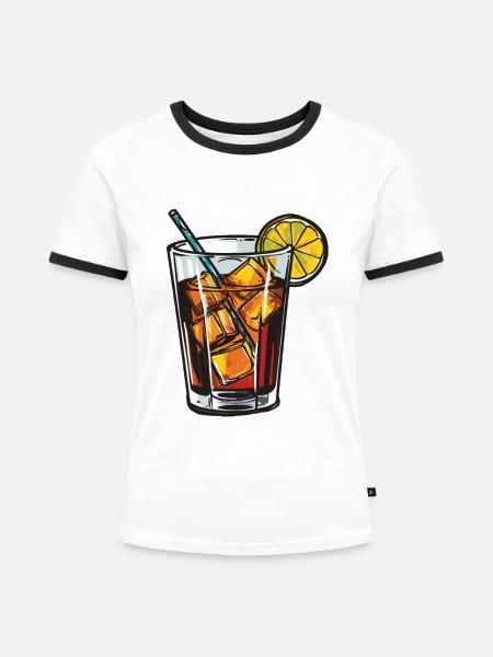 Limonade Drink - Frauen Kontrast-T-Shirt - Weiß/Schwarz