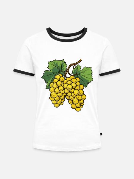 Weintrauben Symbol - Frauen Kontrast-T-Shirt - Weiß/Schwarz