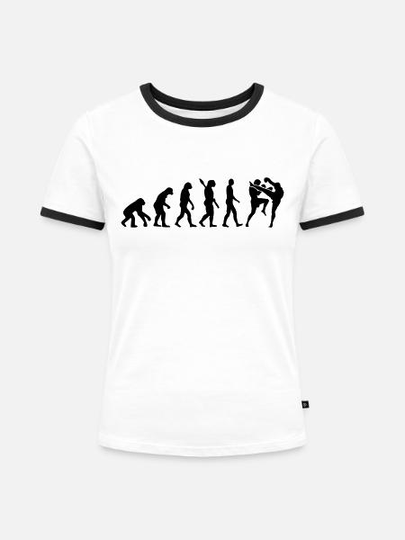 Muay Thai - Frauen Kontrast-T-Shirt - Weiß/Schwarz