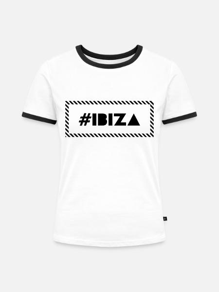 #ibiza - Frauen Kontrast-T-Shirt - Weiß/Schwarz