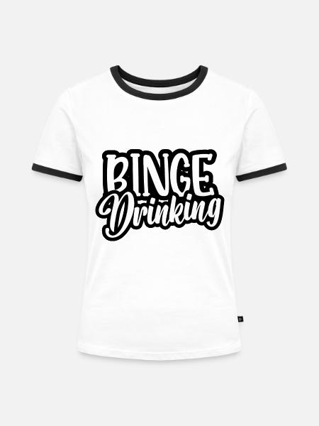 Komasaufen - Frauen Kontrast-T-Shirt - Weiß/Schwarz