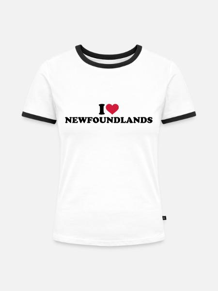 Neufundländer - Frauen Kontrast-T-Shirt - Weiß/Schwarz