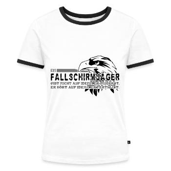 Fallschirmjäger Gibt Nicht Auf Wenn Er Müde Ist - Frauen Kontrast-T-Shirt - Weiß/Schwarz - Vorne - Selfina (174cm)