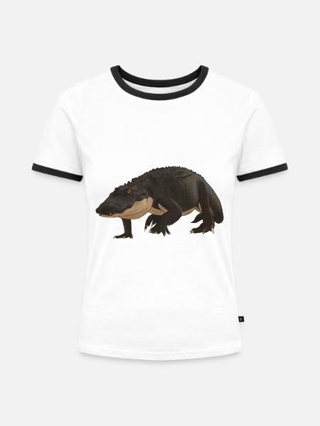 Alligator - Frauen Kontrast-T-Shirt - Weiß/Schwarz