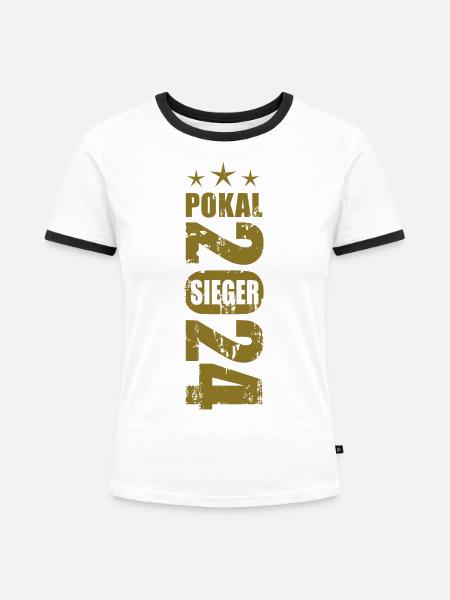 Pokalsieger 2024 - Frauen Kontrast-T-Shirt - Weiß/Schwarz