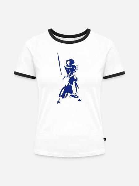 Kendo - Frauen Kontrast-T-Shirt - Weiß/Schwarz