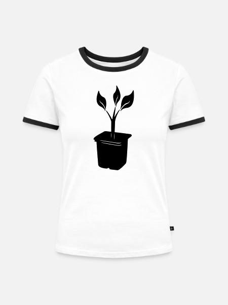 Schneiden in der Aufzuchtschale - Frauen Kontrast-T-Shirt - Weiß/Schwarz