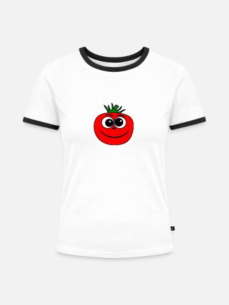 Tomate - Frauen Kontrast-T-Shirt - Weiß/Schwarz