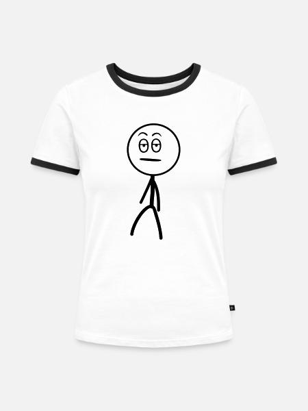 Strichmännchen genervt, emoji - Frauen Kontrast-T-Shirt - Weiß/Schwarz
