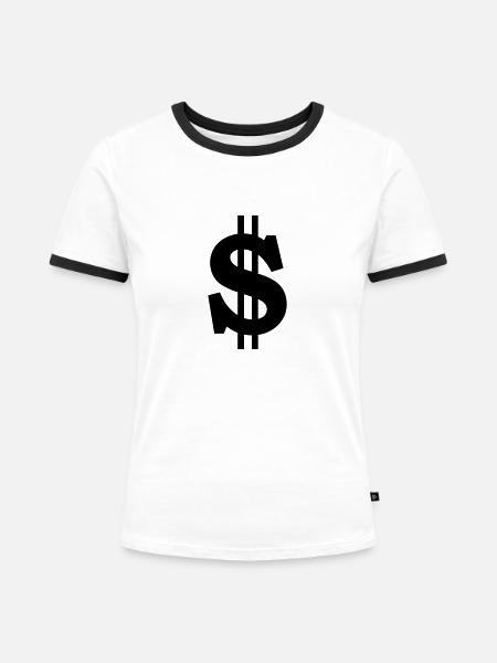 dollar - Frauen Kontrast-T-Shirt - Weiß/Schwarz