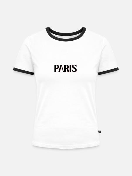 PARIS - Frauen Kontrast-T-Shirt - Weiß/Schwarz