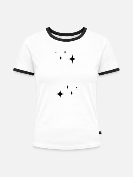 Funkeln Glitzer Sterne - Frauen Kontrast-T-Shirt - Weiß/Schwarz