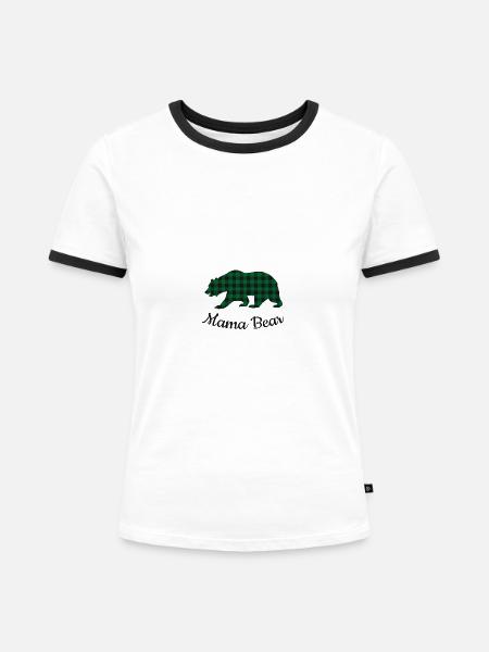 Mama Bear - Frauen Kontrast-T-Shirt - Weiß/Schwarz