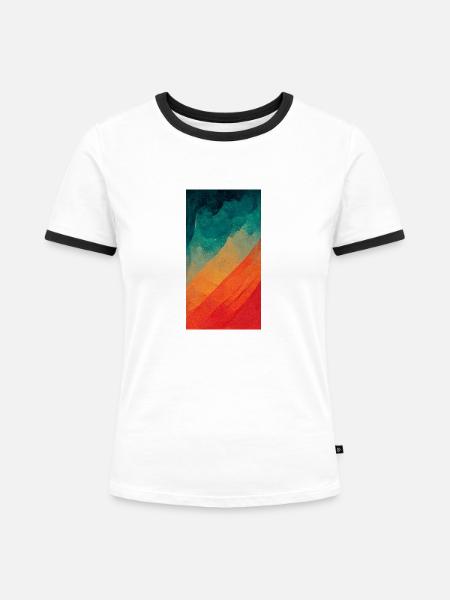 Von Blau zu Rot - Frauen Kontrast-T-Shirt - Weiß/Schwarz