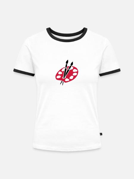 Maler - Frauen Kontrast-T-Shirt - Weiß/Schwarz