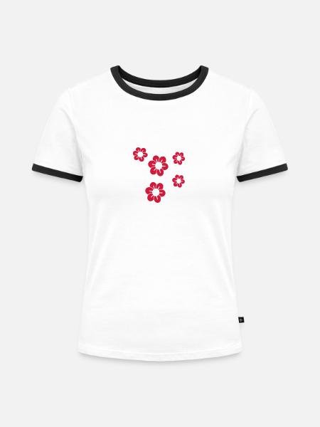Blüten/ Blumen - Frauen Kontrast-T-Shirt - Weiß/Schwarz