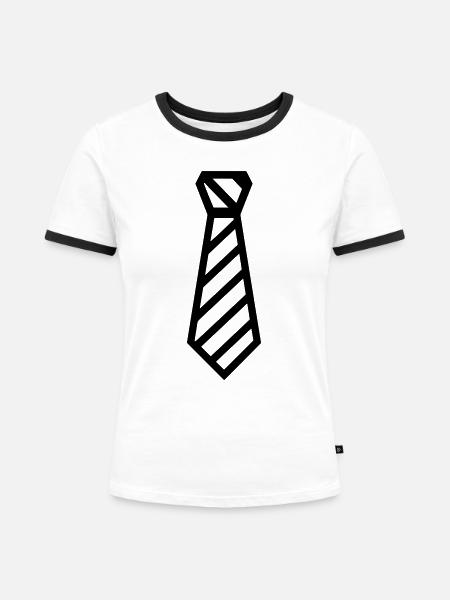 Binden - Frauen Kontrast-T-Shirt - Weiß/Schwarz