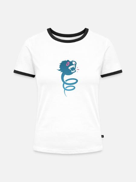 Hallo hallo - Frauen Kontrast-T-Shirt - Weiß/Schwarz