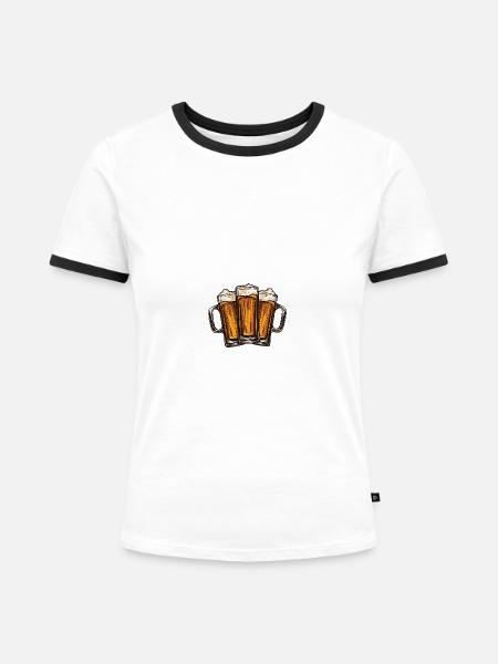 Bier Team Bierglas - Frauen Kontrast-T-Shirt - Weiß/Schwarz