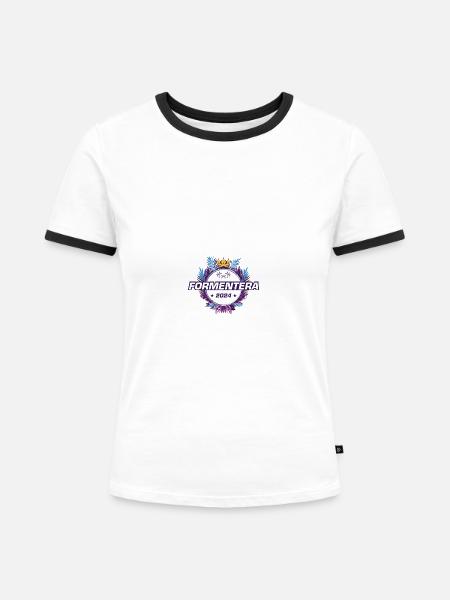 Formentera 2024 - Frauen Kontrast-T-Shirt - Weiß/Schwarz