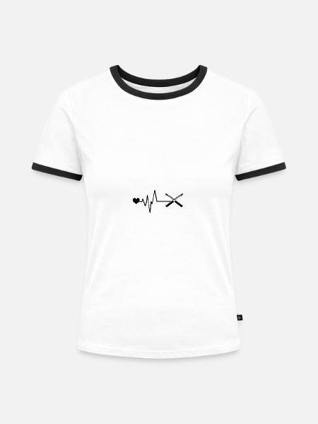 E-Zigarette Puls Liebe - Frauen Kontrast-T-Shirt - Weiß/Schwarz