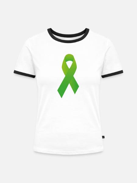 Grünes Band - Frauen Kontrast-T-Shirt - Weiß/Schwarz
