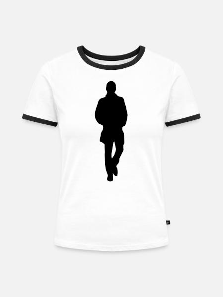 keep walking (man) - Frauen Kontrast-T-Shirt - Weiß/Schwarz