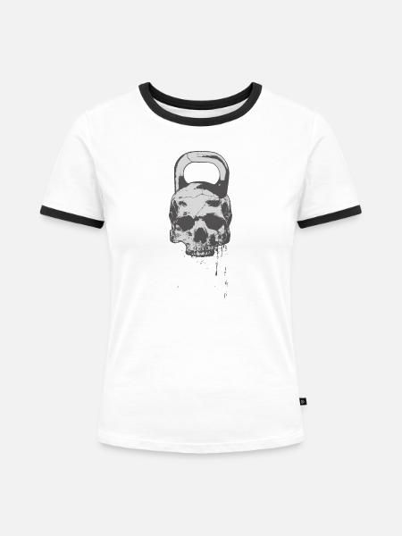 KETTLESKULL - Frauen Kontrast-T-Shirt - Weiß/Schwarz