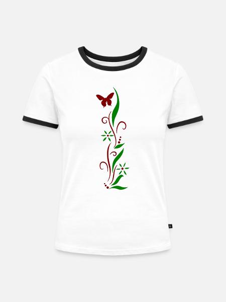 Ornament - Frauen Kontrast-T-Shirt - Weiß/Schwarz
