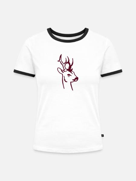Rehbock - Frauen Kontrast-T-Shirt - Weiß/Schwarz