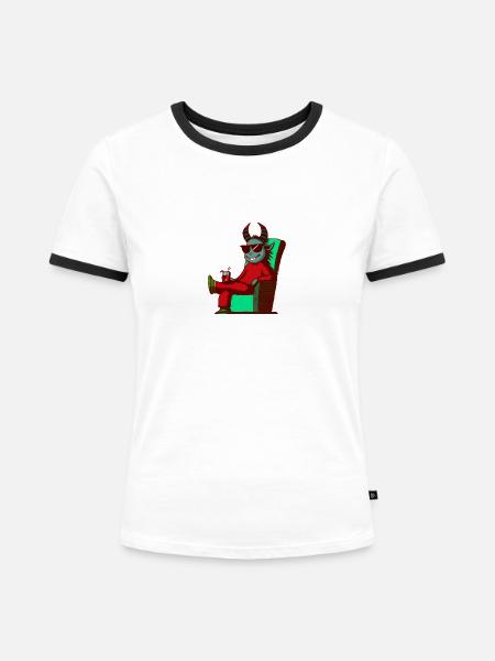 Krampus Percht Teufel 2302 - Frauen Kontrast-T-Shirt - Weiß/Schwarz