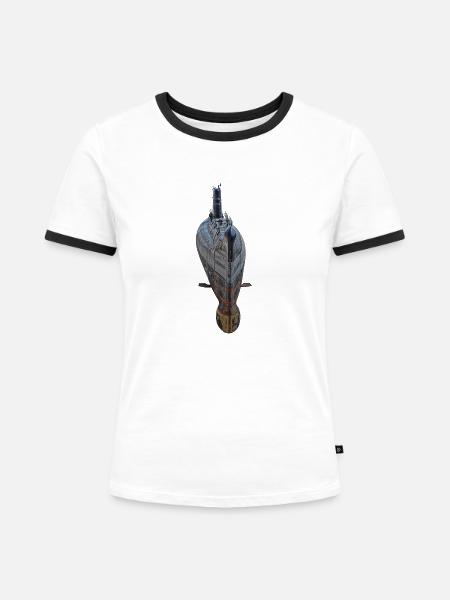 U-boot - Frauen Kontrast-T-Shirt - Weiß/Schwarz
