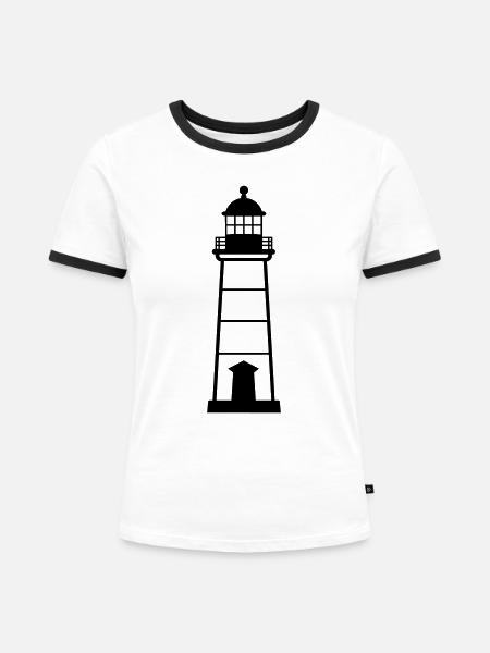 Leuchtturm - Frauen Kontrast-T-Shirt - Weiß/Schwarz