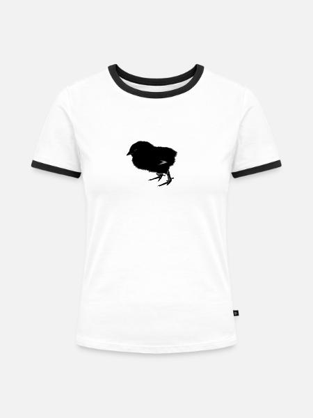 Kücken - Frauen Kontrast-T-Shirt - Weiß/Schwarz