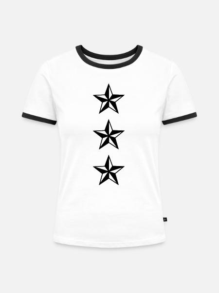 stars military rank - Frauen Kontrast-T-Shirt - Weiß/Schwarz