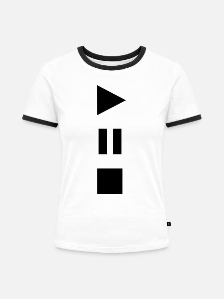 Play Stopp Pause - Frauen Kontrast-T-Shirt - Weiß/Schwarz