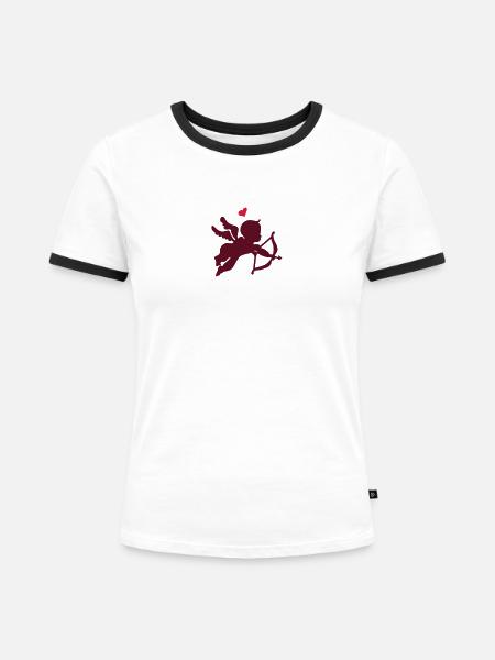 Engelchen - Frauen Kontrast-T-Shirt - Weiß/Schwarz