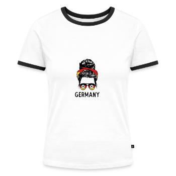 Germany Fußball Frau - Frauen Kontrast-T-Shirt - Weiß/Schwarz - Vorne - Selfina (174cm)