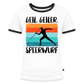Speerwurf Speerwerfen Speerwerfer - Frauen Kontrast-T-Shirt - Weiß/Schwarz - Vorne - Selfina (174cm)