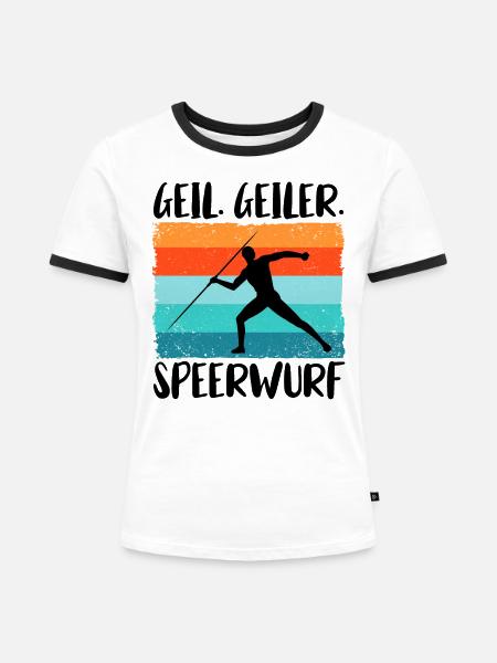 Speerwurf Speerwerfen Speerwerfer - Frauen Kontrast-T-Shirt - Weiß/Schwarz