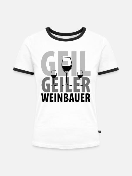 Winzer Weinbauer - Frauen Kontrast-T-Shirt - Weiß/Schwarz