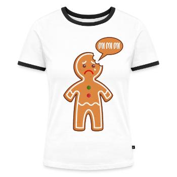 Lebkuchenmann Mimimi Mi Mi Mi Bäcker Gebäck Backen - Frauen Kontrast-T-Shirt - Weiß/Schwarz - Vorne - Selfina (174cm)