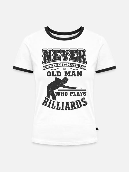 Billard - Frauen Kontrast-T-Shirt - Weiß/Schwarz